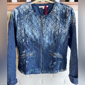 Standards & Practices- Quilted Cropped Chambray Denim Moto Jacket (NWT)